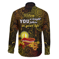 Happy Diwali Festival Family Matching Short Sleeve Bodycon Dress and Hawaiian Shirt Diya Lamp Hibiscus Polynesian Pattern LT05 - Polynesian Pride