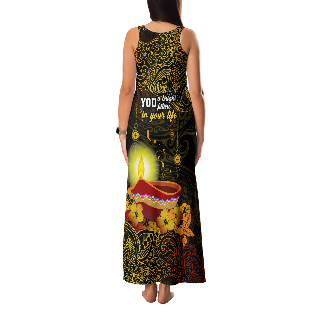 Happy Diwali Festival Family Matching Tank Maxi Dress and Hawaiian Shirt Diya Lamp Hibiscus Polynesian Pattern LT05 - Polynesian Pride