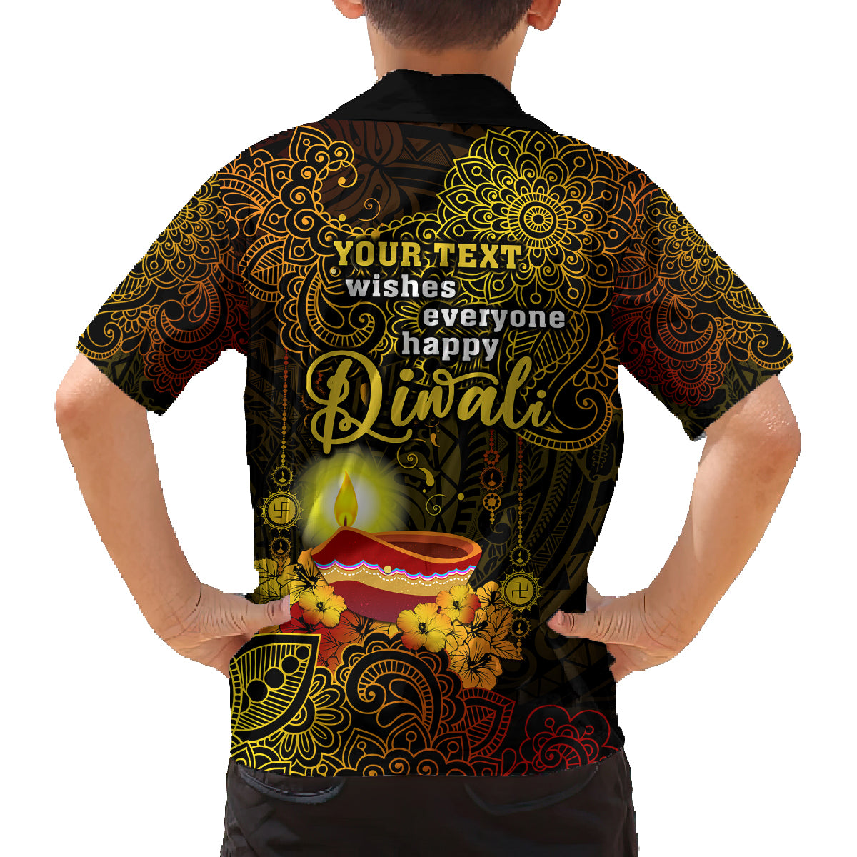 Personalized Happy Diwali Festival Family Matching Summer Maxi Dress and Hawaiian Shirt Diya Lamp Hibiscus Polynesian Pattern LT05 - Polynesian Pride
