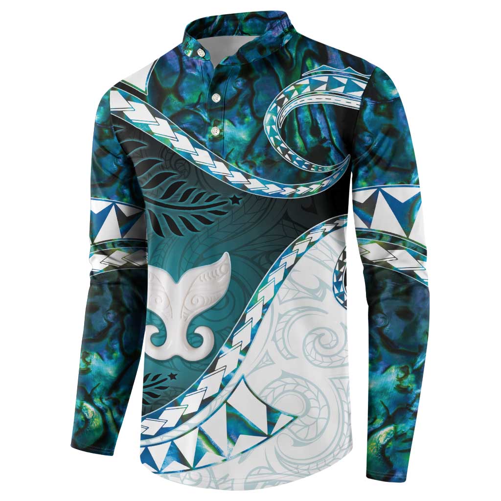 Aotearoa New Zealand Button Sweatshirt Maori Wera Paua Shell Teal Glitter
