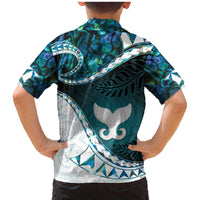 Aotearoa New Zealand Family Matching Mermaid Dress and Hawaiian Shirt Maori Wera Paua Shell Teal Glitter LT05 - Polynesian Pride