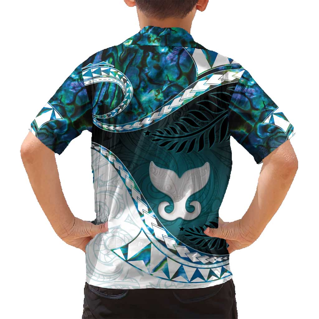Aotearoa New Zealand Family Matching Puletasi and Hawaiian Shirt Maori Wera Paua Shell Teal Glitter LT05 - Polynesian Pride