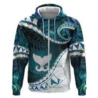 Aotearoa New Zealand Zip Hoodie Maori Wera Paua Shell Teal Glitter LT05 Zip Hoodie Teal - Polynesian Pride