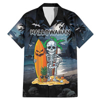Personalised Hawaii Halloween Family Matching Mermaid Dress and Hawaiian Shirt Hallowaiian Skeleton Surf LT05 Dad's Shirt - Short Sleeve Black - Polynesian Pride