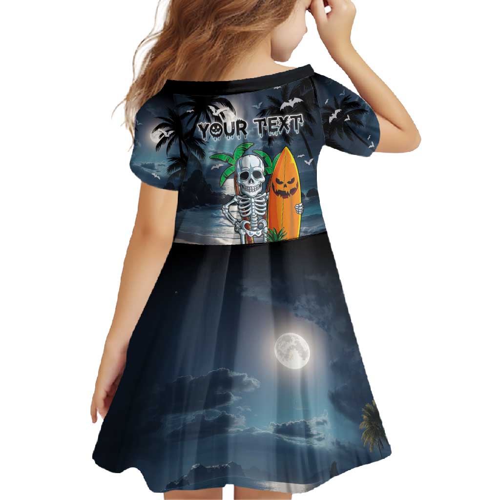 Personalised Hawaii Halloween Family Matching Short Sleeve Bodycon Dress and Hawaiian Shirt Hallowaiian Skeleton Surf LT05 - Polynesian Pride