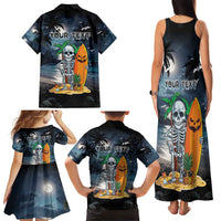 Personalised Hawaii Halloween Family Matching Tank Maxi Dress and Hawaiian Shirt Hallowaiian Skeleton Surf LT05 - Polynesian Pride