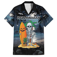 Personalised Hawaii Halloween Family Matching Tank Maxi Dress and Hawaiian Shirt Hallowaiian Skeleton Surf LT05 Dad's Shirt - Short Sleeve Black - Polynesian Pride