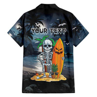 Personalised Hawaii Halloween Family Matching Tank Maxi Dress and Hawaiian Shirt Hallowaiian Skeleton Surf LT05 - Polynesian Pride