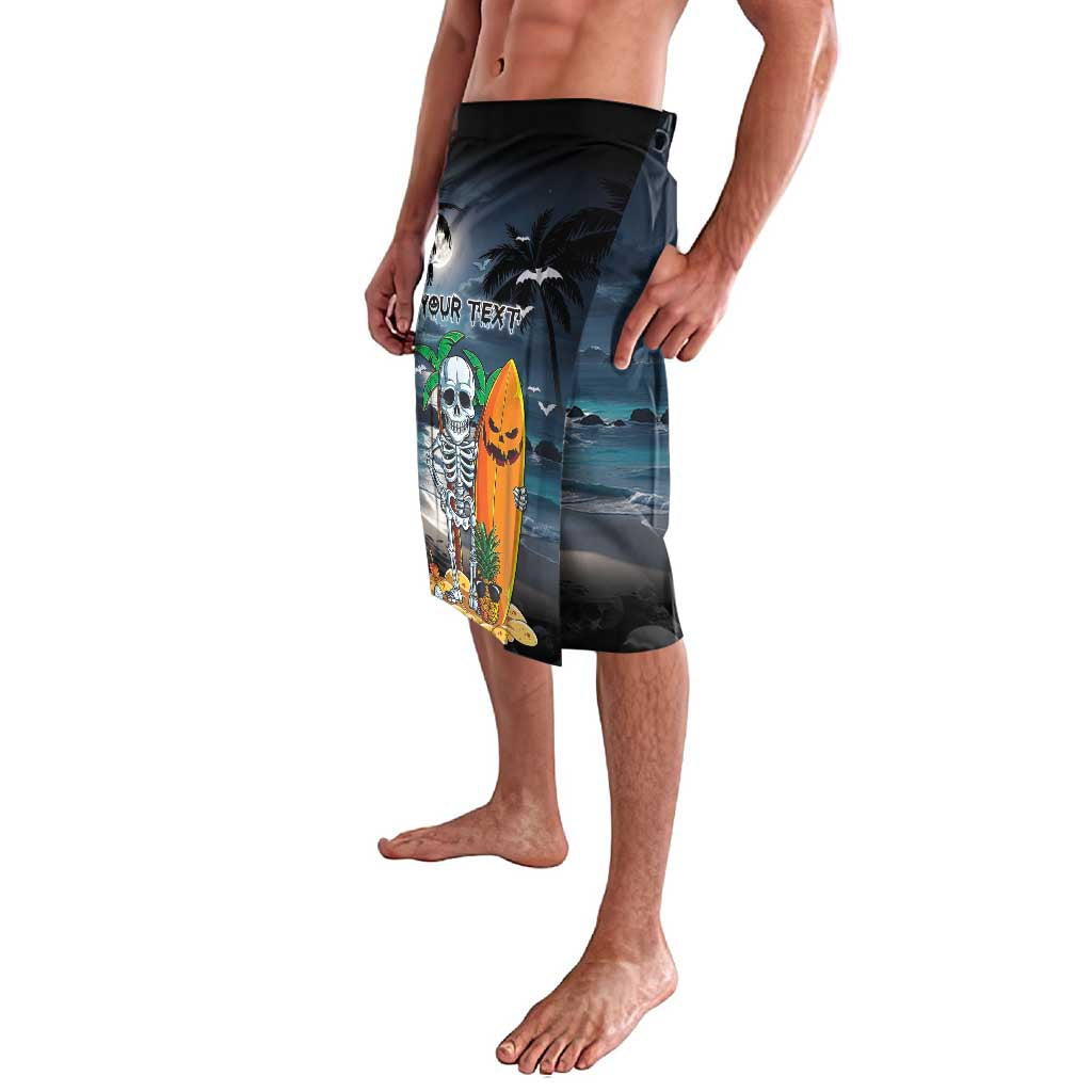 Personalised Hawaii Halloween Lavalava Hallowaiian Skeleton Surf