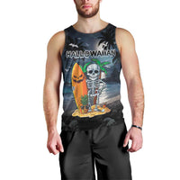 Personalised Hawaii Halloween Men Tank Top Hallowaiian Skeleton Surf