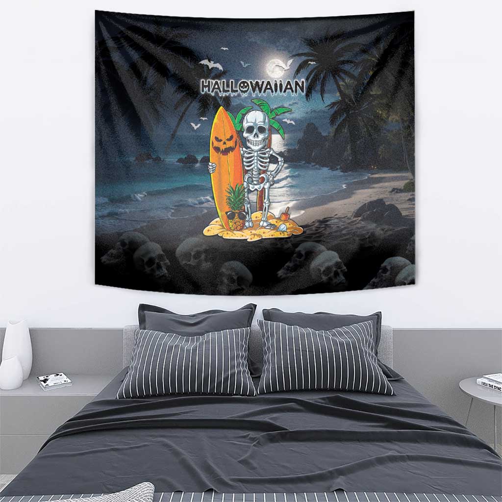 Hawaii Halloween Tapestry Hallowaiian Skeleton Surf
