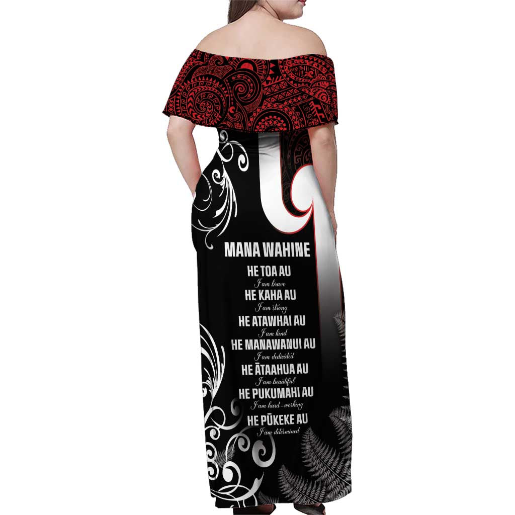 New Zealand Aotearoa Mana Wahine Family Matching Off Shoulder Maxi Dress and Hawaiian Shirt LT05 - Polynesian Pride