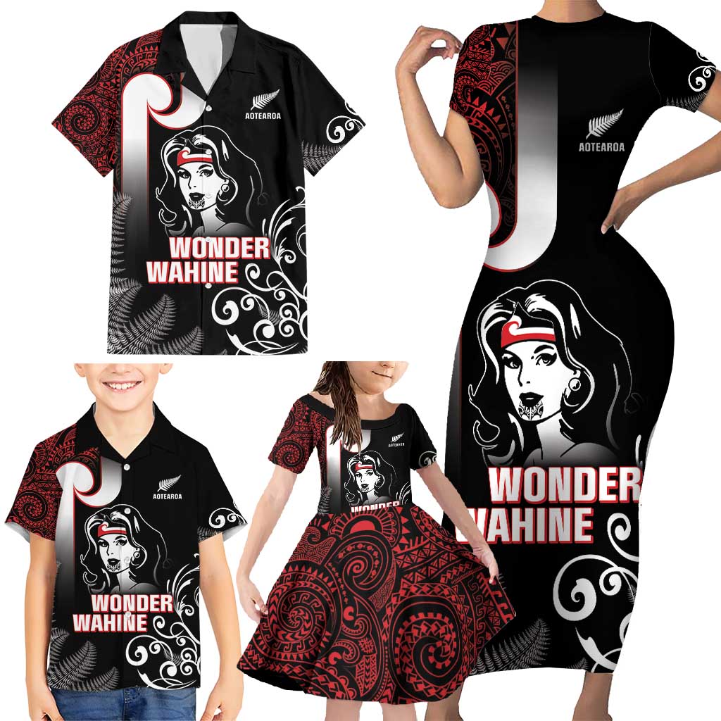 New Zealand Aotearoa Mana Wahine Family Matching Short Sleeve Bodycon Dress and Hawaiian Shirt LT05 - Polynesian Pride