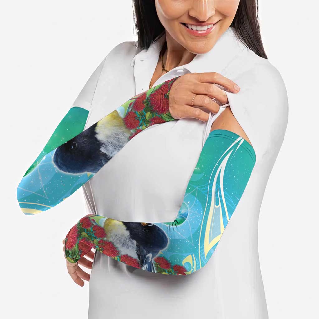 New Zealand Tomtit Arm Sleeves Maori Koru With Pohutukawa Galaxy Style - Polynesian Pride