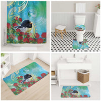 New Zealand Tomtit Bathroom Set Maori Koru With Pohutukawa Galaxy Style - Polynesian Pride