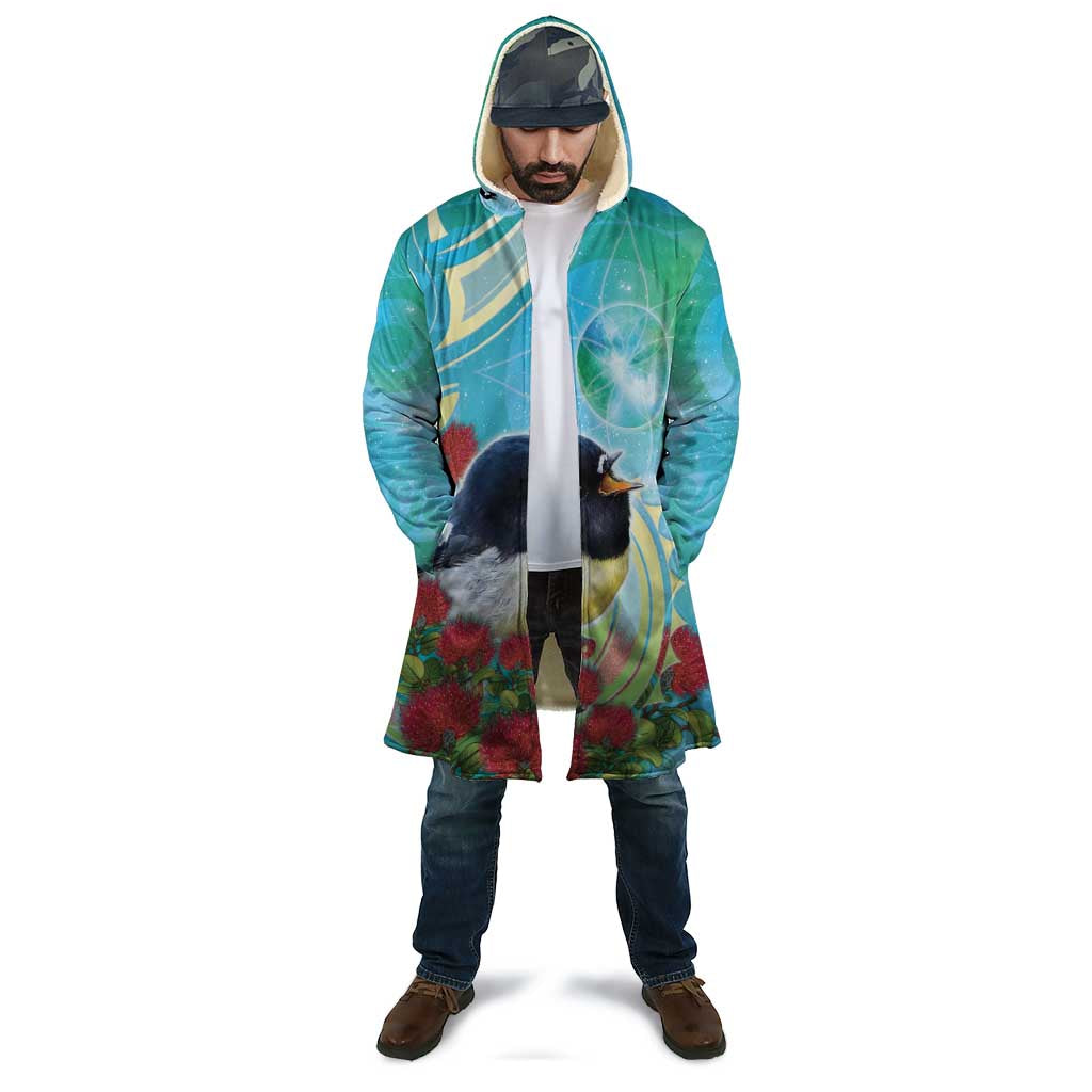 New Zealand Tomtit Cloak Maori Koru With Pohutukawa Galaxy Style - Polynesian Pride