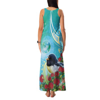New Zealand Tomtit Family Matching Tank Maxi Dress and Hawaiian Shirt Maori Koru With Pohutukawa Galaxy Style - Polynesian Pride