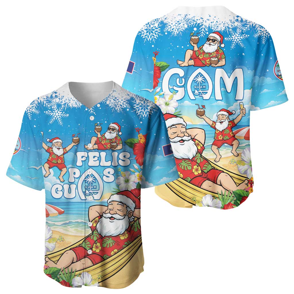 Guam Christmas Baseball Jersey Felis Pasgua Chilling Santa - Polynesian Pride