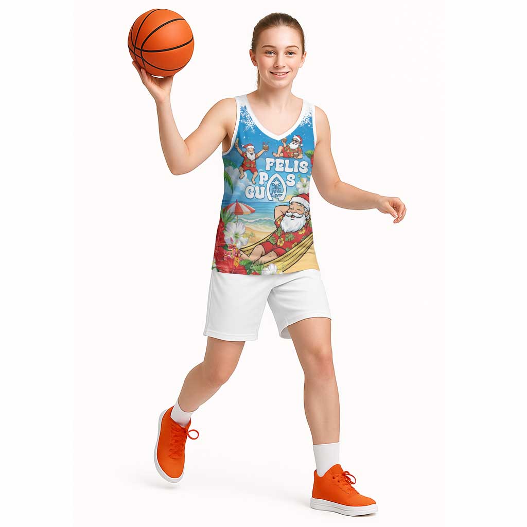 Guam Christmas Basketball Jersey Felis Pasgua Chilling Santa - Polynesian Pride