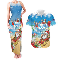 Guam Christmas Couples Matching Tank Maxi Dress and Hawaiian Shirt Felis Pasgua Chilling Santa - Polynesian Pride