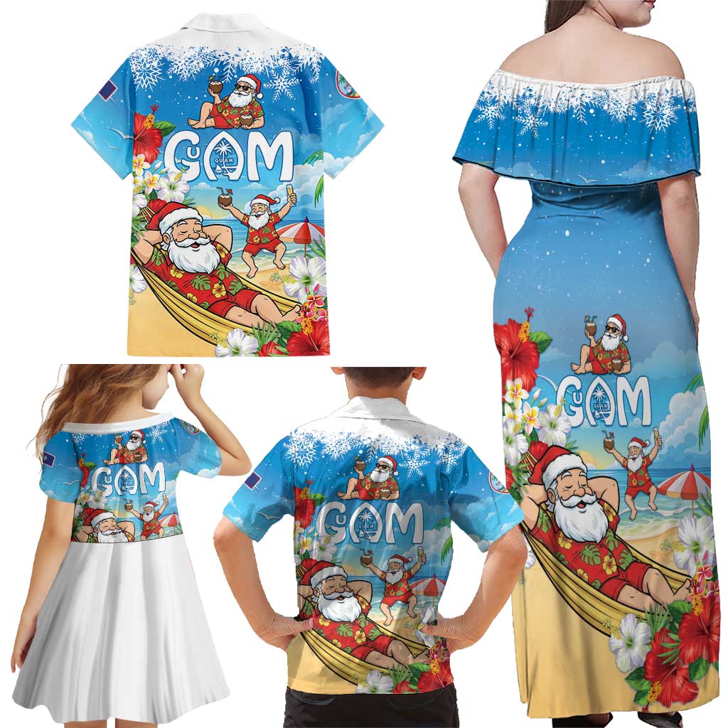 Guam Christmas Family Matching Off Shoulder Maxi Dress and Hawaiian Shirt Felis Pasgua Chilling Santa LT05 - Polynesian Pride