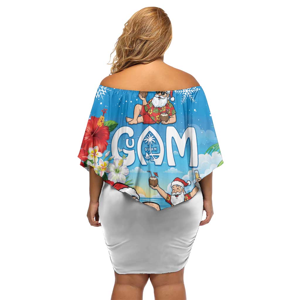 Guam Christmas Family Matching Off Shoulder Short Dress and Hawaiian Shirt Felis Pasgua Chilling Santa LT05 - Polynesian Pride