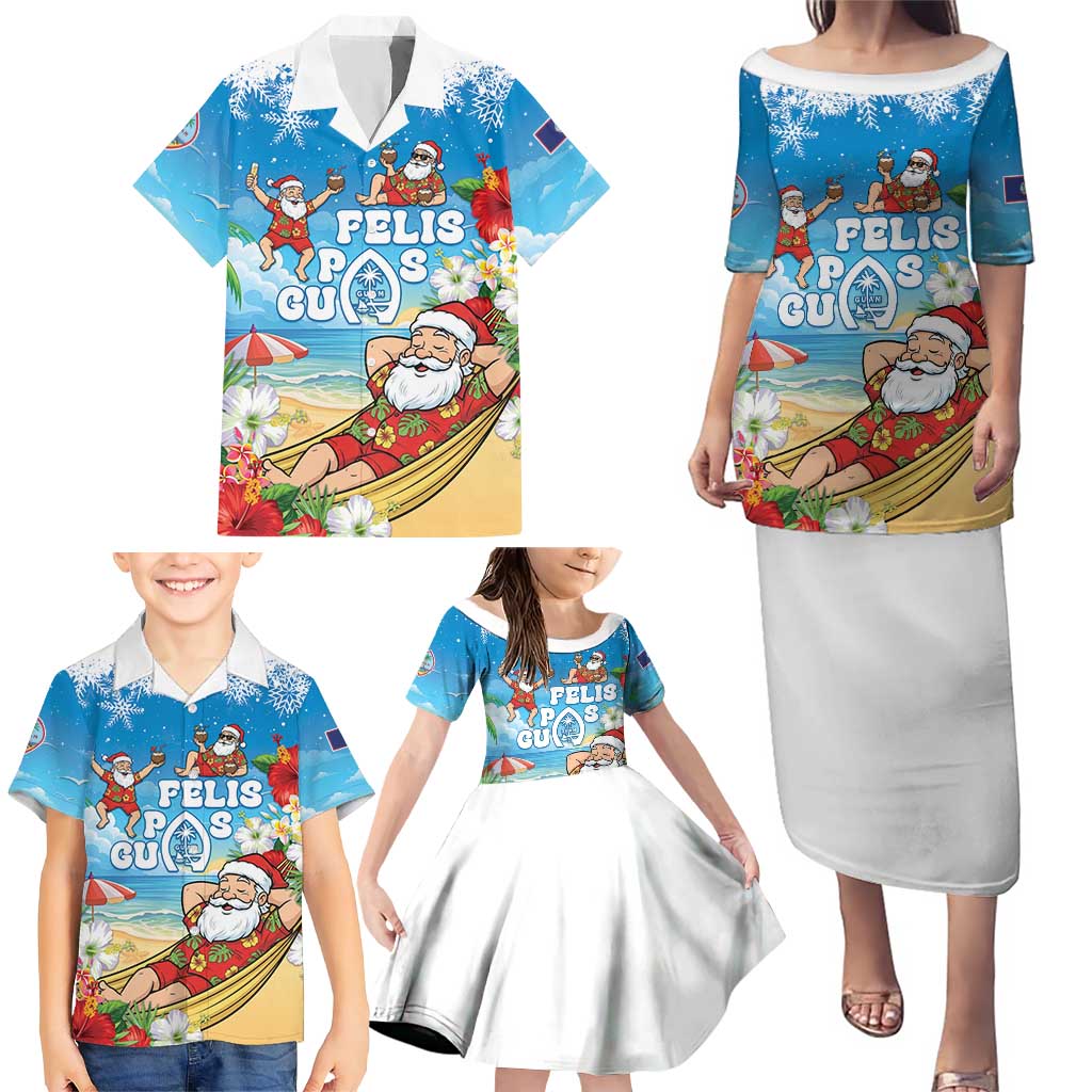 Guam Christmas Family Matching Puletasi and Hawaiian Shirt Felis Pasgua Chilling Santa - Polynesian Pride