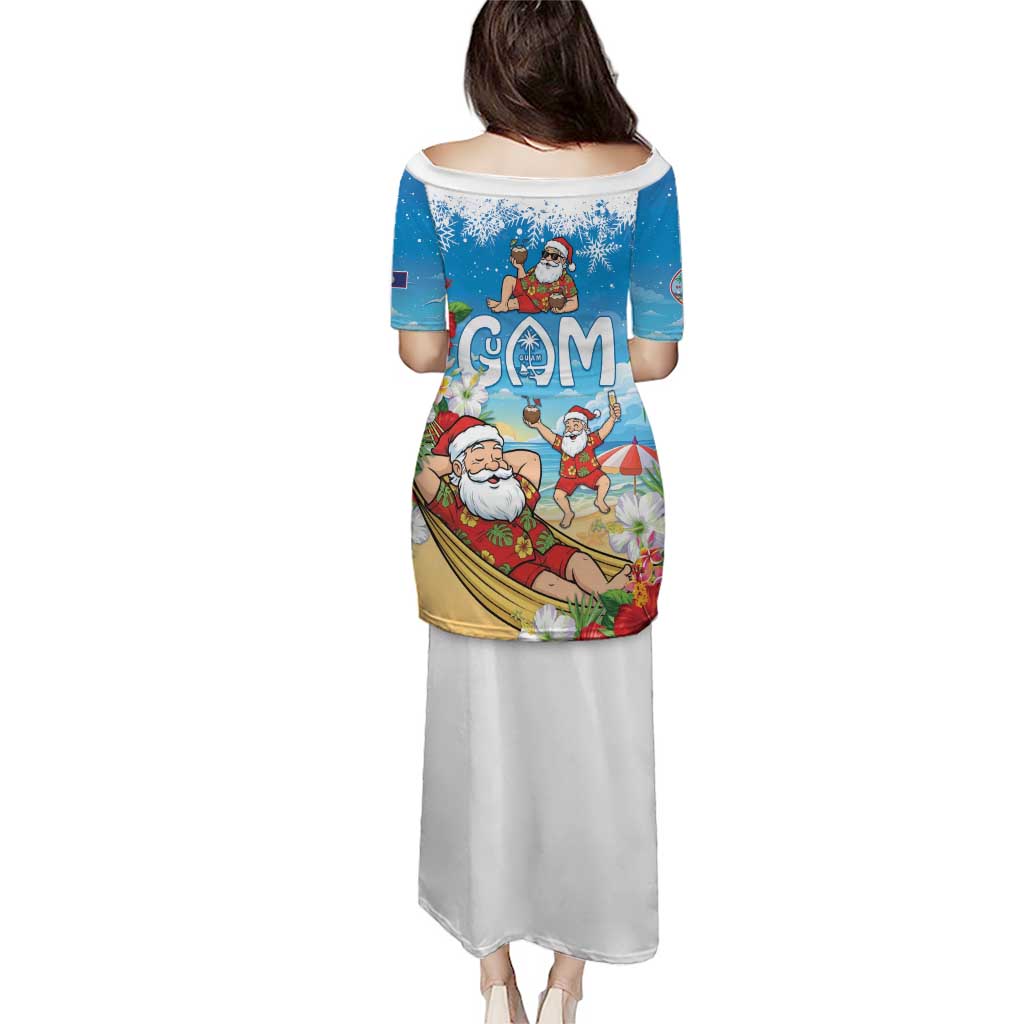 Guam Christmas Family Matching Puletasi and Hawaiian Shirt Felis Pasgua Chilling Santa LT05 - Polynesian Pride
