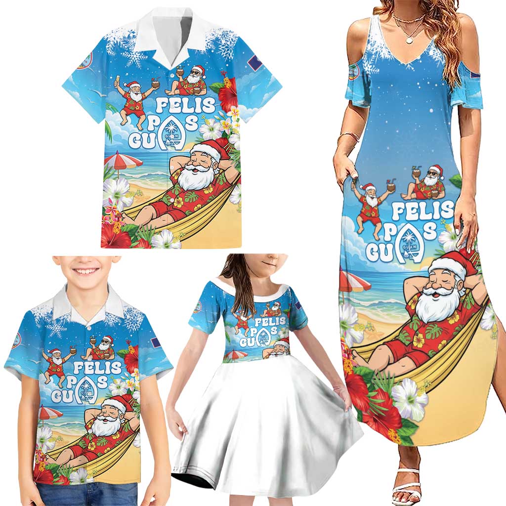 Guam Christmas Family Matching Summer Maxi Dress and Hawaiian Shirt Felis Pasgua Chilling Santa - Polynesian Pride
