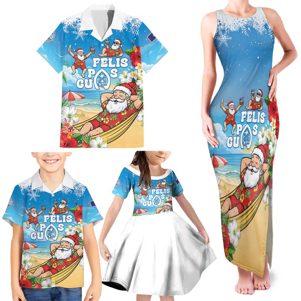 Guam Christmas Family Matching Tank Maxi Dress and Hawaiian Shirt Felis Pasgua Chilling Santa - Polynesian Pride
