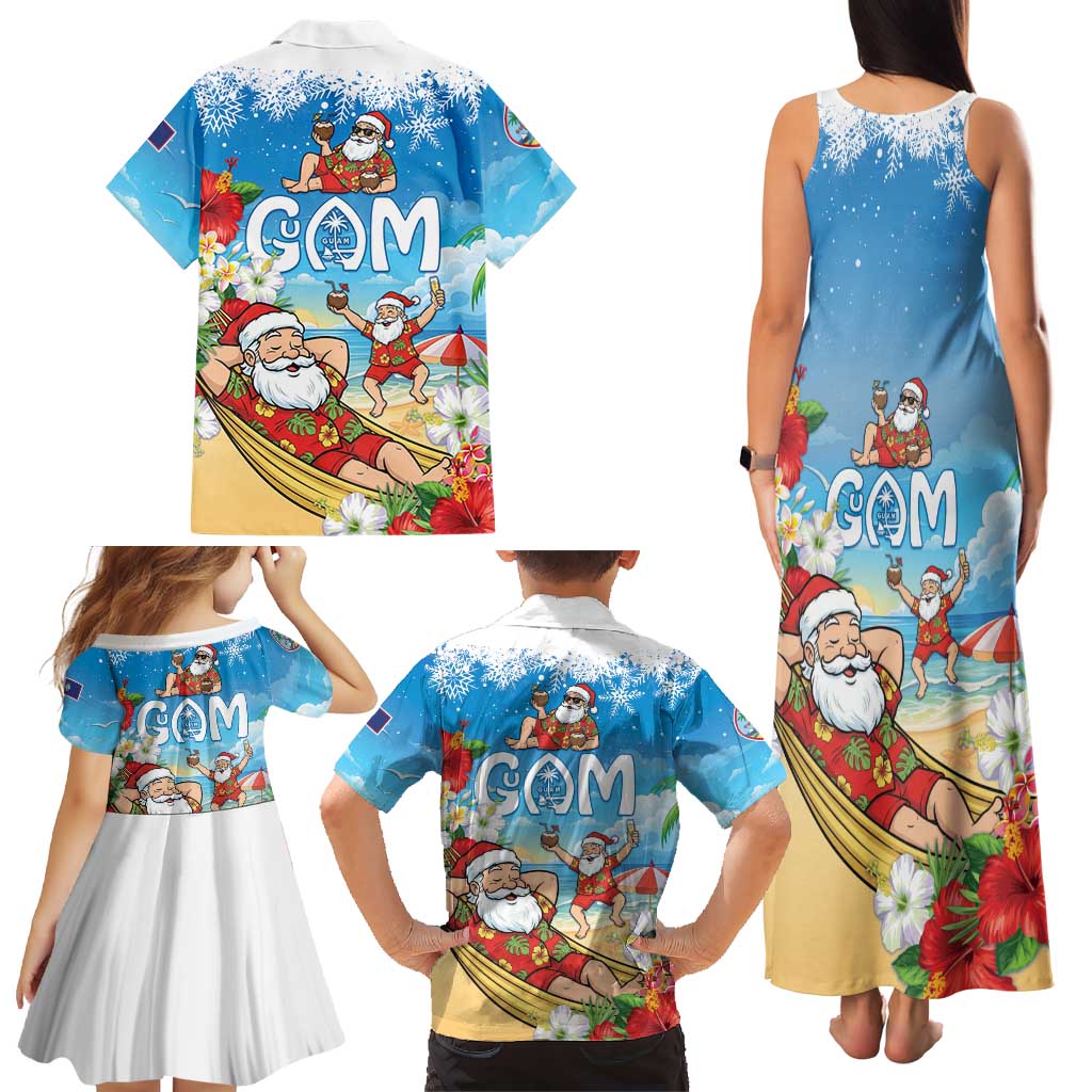 Guam Christmas Family Matching Tank Maxi Dress and Hawaiian Shirt Felis Pasgua Chilling Santa LT05 - Polynesian Pride