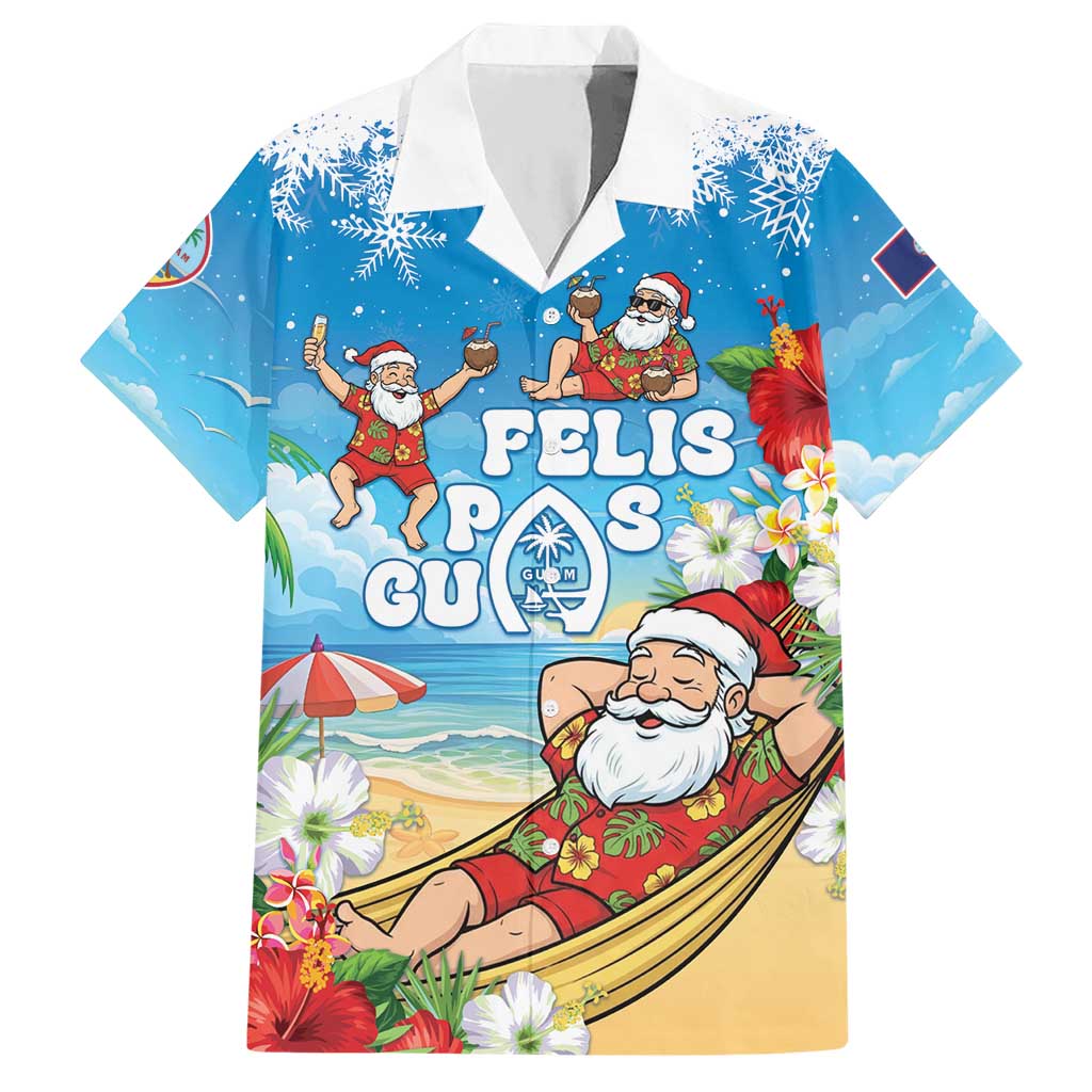 Guam Christmas Hawaiian Shirt Felis Pasgua Chilling Santa - Polynesian Pride