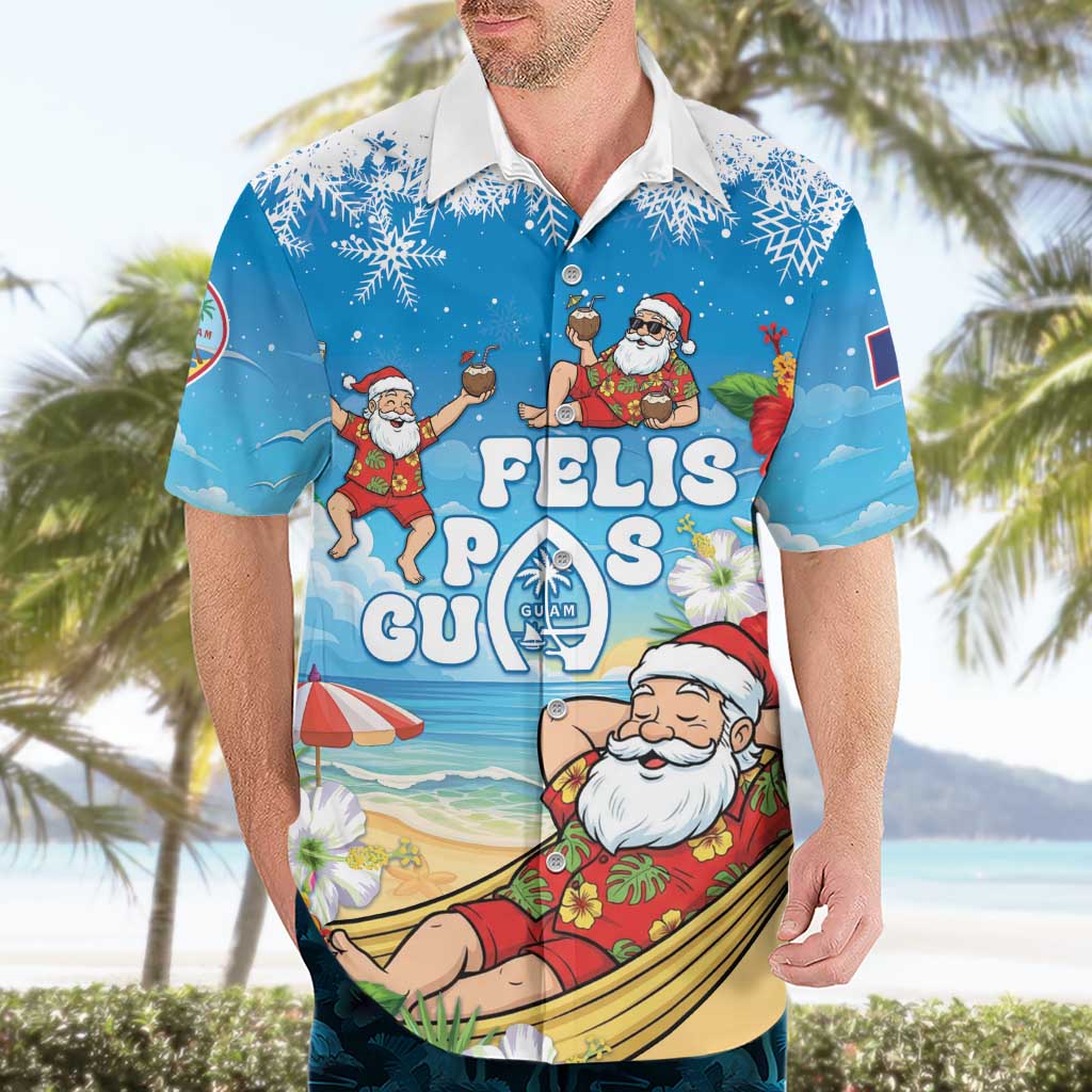 Guam Christmas Hawaiian Shirt Felis Pasgua Chilling Santa - Polynesian Pride