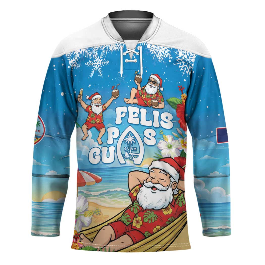 Guam Christmas Hockey Jersey Felis Pasgua Chilling Santa - Polynesian Pride