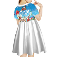 Guam Christmas Kid Short Sleeve Dress Felis Pasgua Chilling Santa - Polynesian Pride