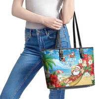 Guam Christmas Leather Tote Bag Felis Pasgua Chilling Santa LT05 - Polynesian Pride