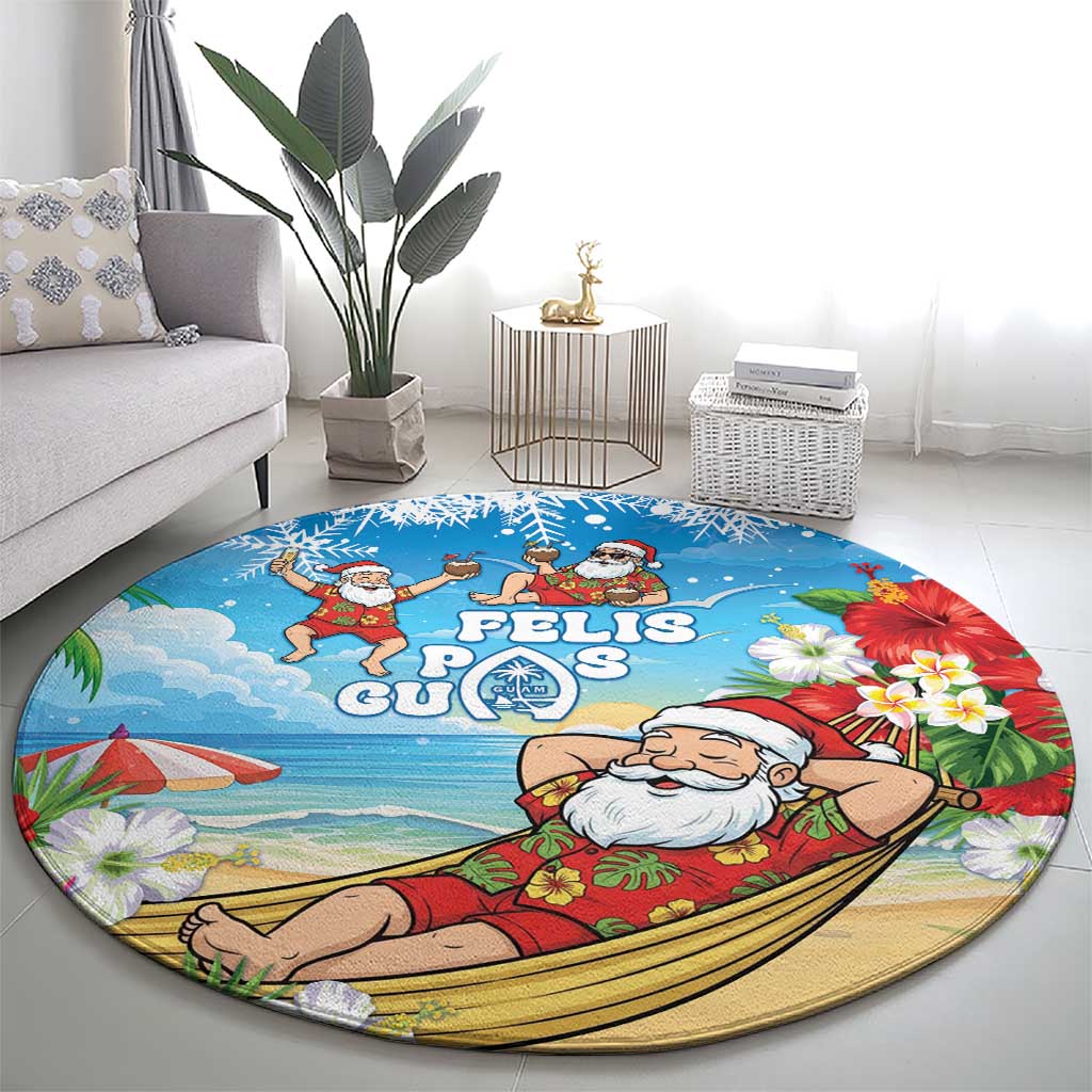 Guam Christmas Round Carpet Felis Pasgua Chilling Santa - Polynesian Pride