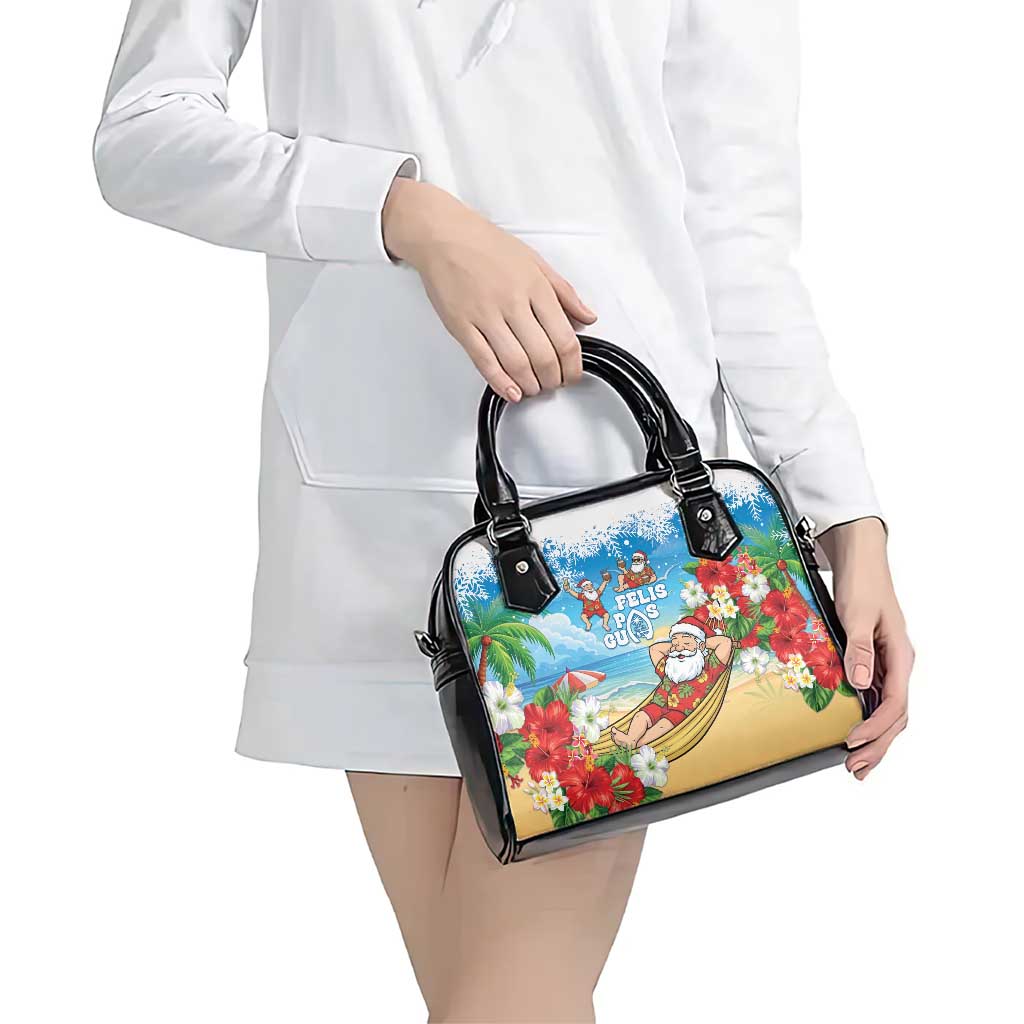 Guam Christmas Shoulder Handbag Felis Pasgua Chilling Santa - Polynesian Pride