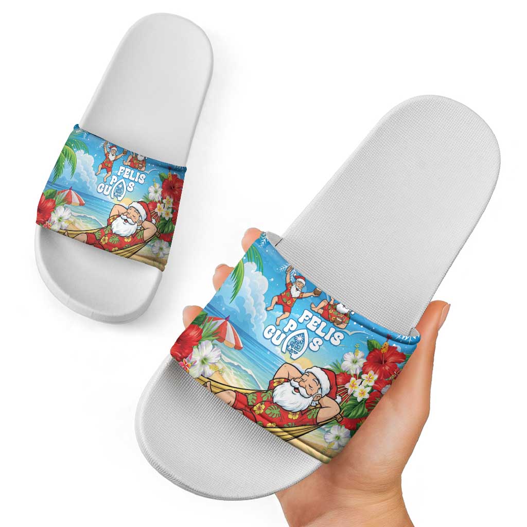 Guam Christmas Slide Sandals Felis Pasgua Chilling Santa - Polynesian Pride