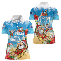 Guam Christmas Women Polo Shirt Felis Pasgua Chilling Santa - Polynesian Pride