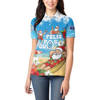 Guam Christmas Women Polo Shirt Felis Pasgua Chilling Santa - Polynesian Pride