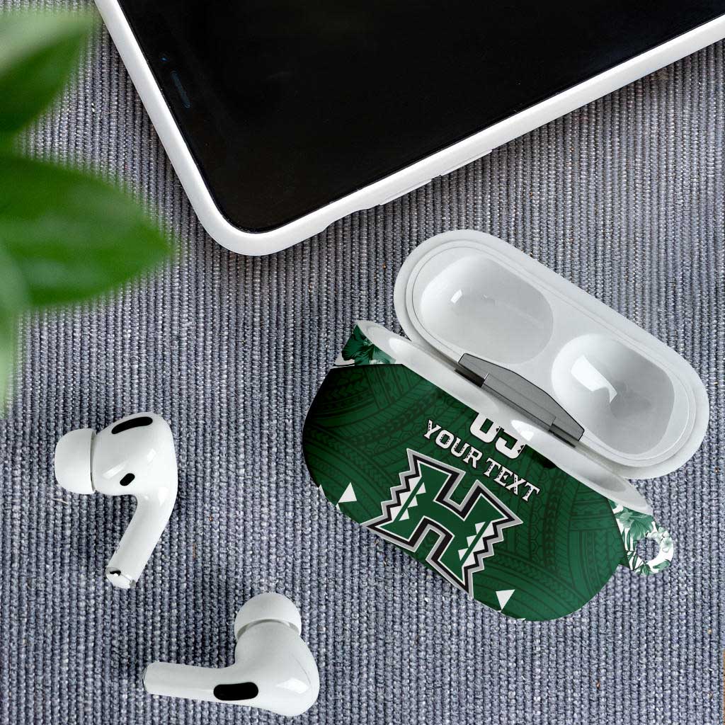 Custom Hawaii Football AirPods Case Rainbow Warriors Tropical Vibes - Polynesian Pride