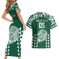 Custom Hawaii Football Couples Matching Short Sleeve Bodycon Dress and Hawaiian Shirt Rainbow Warriors Tropical Vibes LT05 - Polynesian Pride