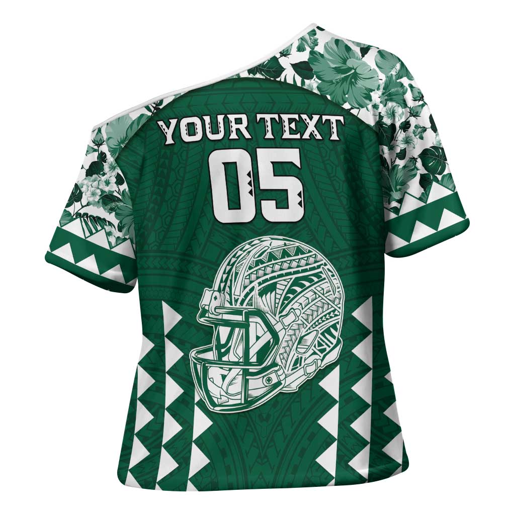 Custom Hawaii Football Cross Shoulder Shirt Rainbow Warriors Tropical Vibes LT05 - Polynesian Pride
