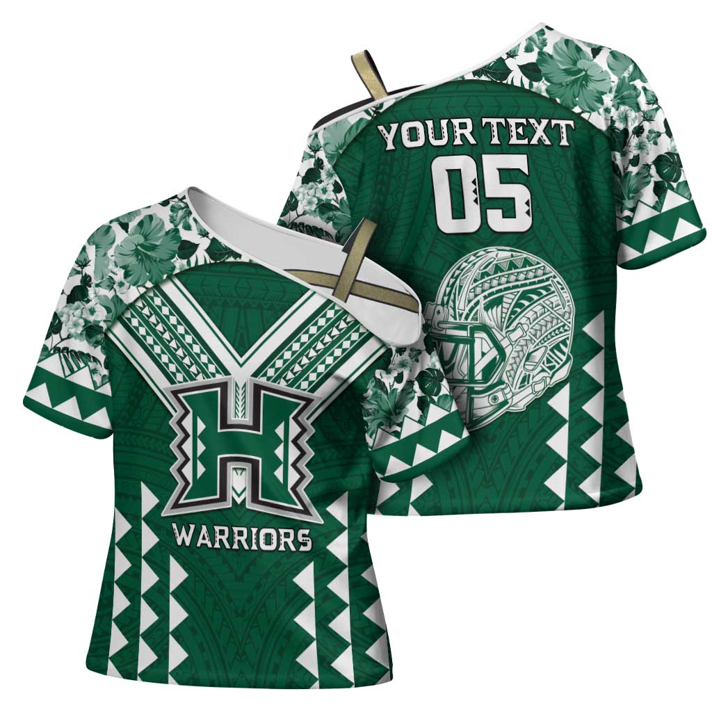 Custom Hawaii Football Cross Shoulder Shirt Rainbow Warriors Tropical Vibes LT05 - Polynesian Pride