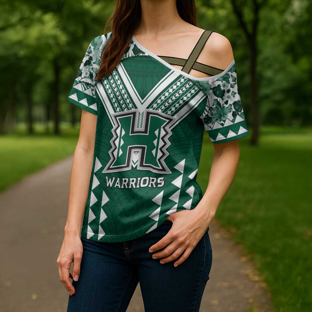 Custom Hawaii Football Cross Shoulder Shirt Rainbow Warriors Tropical Vibes LT05 - Polynesian Pride