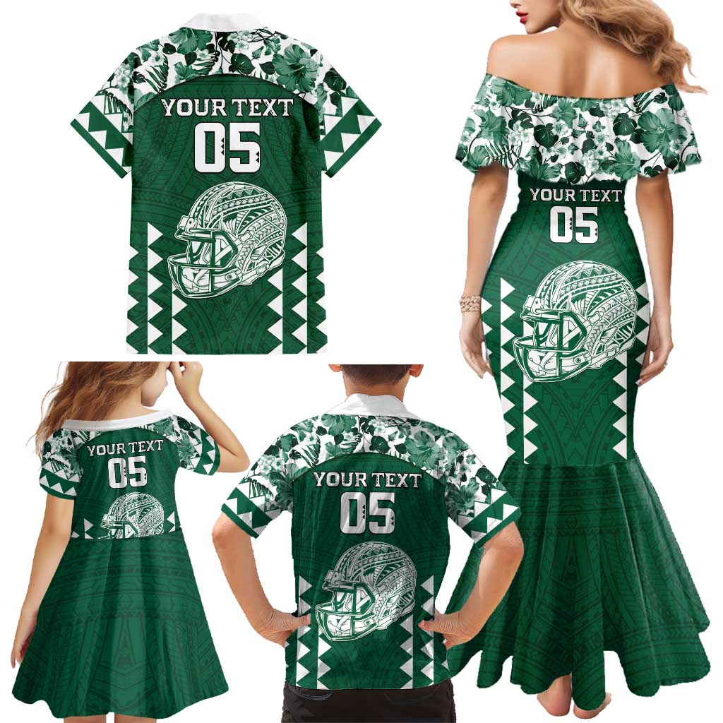 Custom Hawaii Football Family Matching Mermaid Dress and Hawaiian Shirt Rainbow Warriors Tropical Vibes LT05 - Polynesian Pride