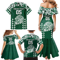 Custom Hawaii Football Family Matching Mermaid Dress and Hawaiian Shirt Rainbow Warriors Tropical Vibes LT05 - Polynesian Pride