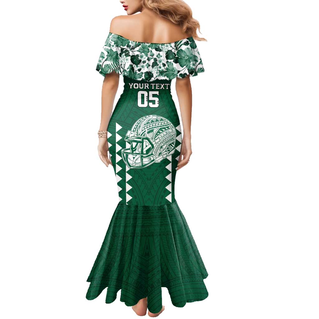 Custom Hawaii Football Family Matching Mermaid Dress and Hawaiian Shirt Rainbow Warriors Tropical Vibes LT05 - Polynesian Pride