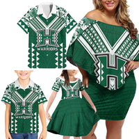 Custom Hawaii Football Family Matching Off Shoulder Short Dress and Hawaiian Shirt Rainbow Warriors Tropical Vibes LT05 - Polynesian Pride